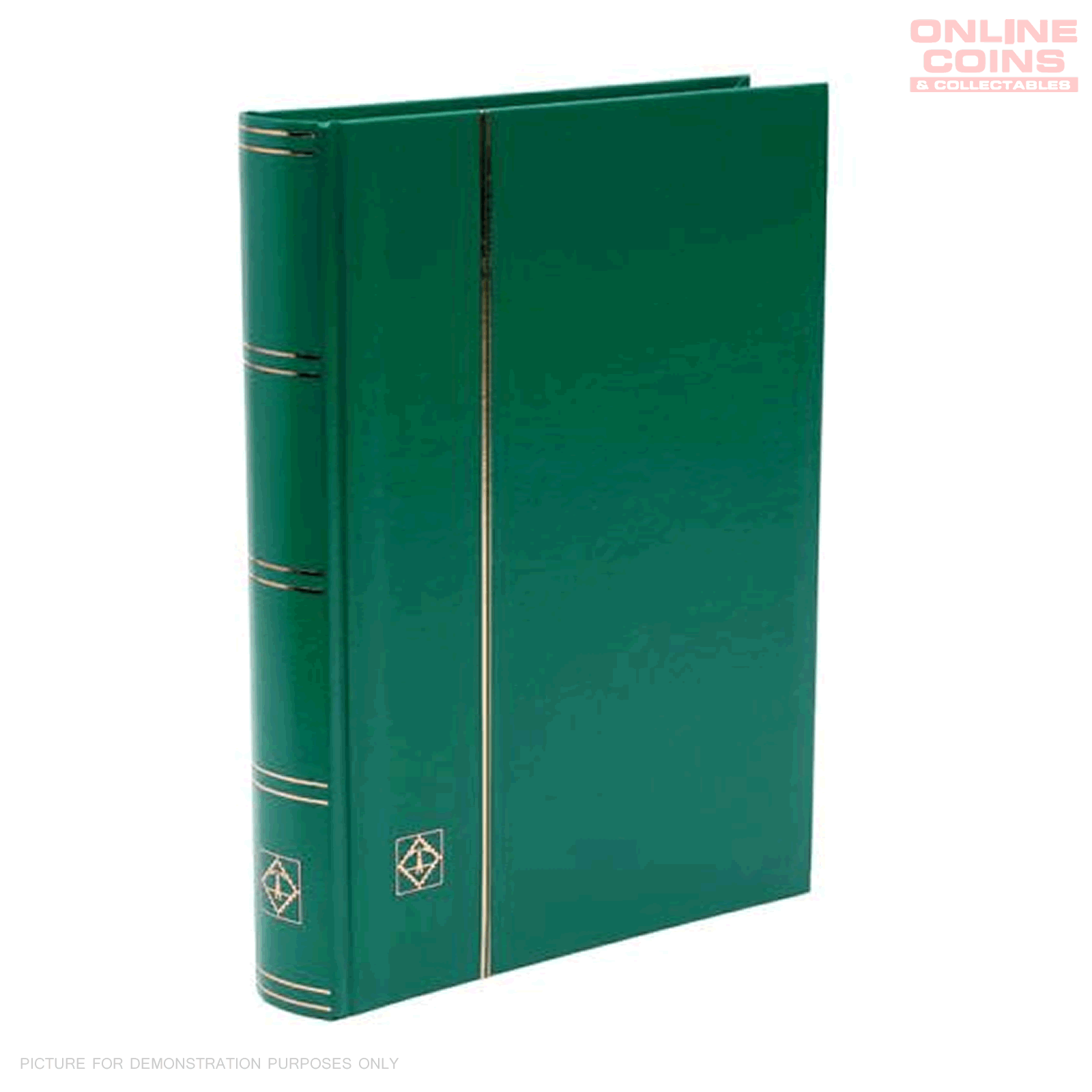 Lighthouse A4 Stockbook with 64 Black Pages and 9 Pockets per Page - Green